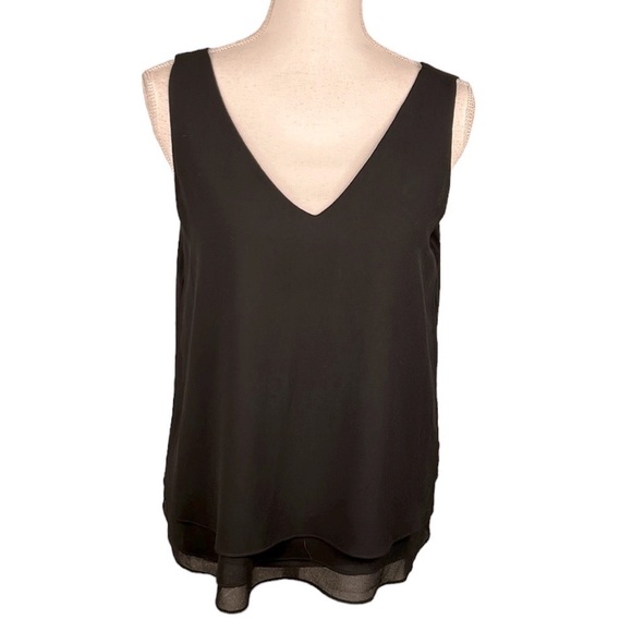 Naked Zebra Black Flowy V-Neck Tank Top Size Small - Picture 1 of 7